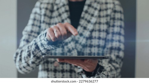 Woman hands with digital tablet pc computer and 3d hologram of virtual dna molecule. Technology, science and genetics concept. Remote medicine. - Powered by Shutterstock