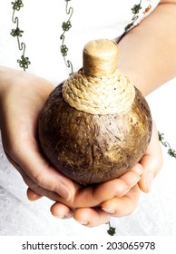  Woman Hands  Getting Coconut Oil