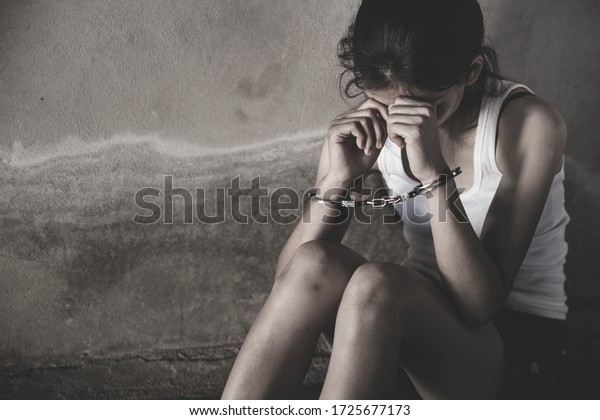 Woman Hands Handcuffs Human Trafficking Concept Stock Photo 1725677173 ...