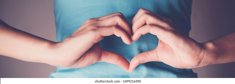 Woman Hands Making A Heart Shape On Her Stomach, Healthy Bowel Degestion, Probiotics  For Gut Health, Leaky Gut, Woman Health