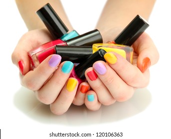 Girl Colorful Nail Polish Images Stock Photos Vectors Shutterstock