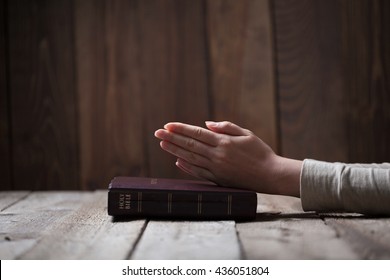 Woman Hands Praying Bible Dark Over Stock Photo 436051804 | Shutterstock