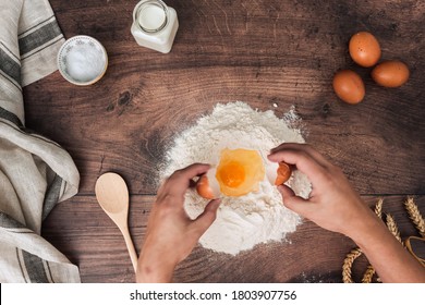 Woman Hands Preparing Dough Top Down View