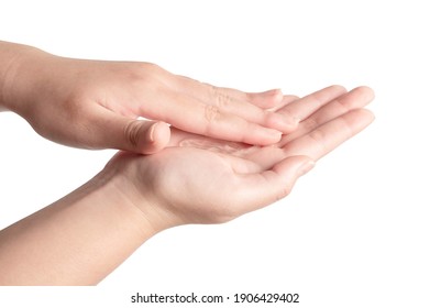 Woman hands using wash hand sanitizer gel to prevention virus epidemic or antibacterial isolated on white background.