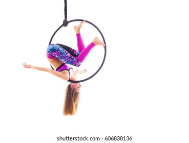 Woman Hanging Aerial Ring Isolated On Stock Photo 606838136 | Shutterstock