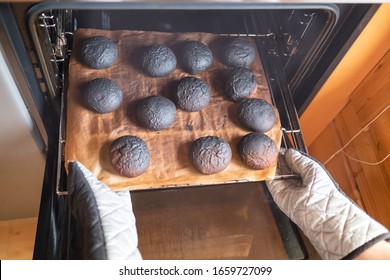 Woman Has Forogotten About Preparing Dinner. Burnt Pancakes. Fried Foods Are Unhealthy.