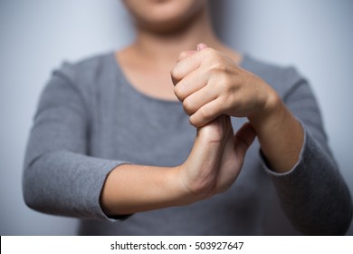 Woman Has Hand Pain