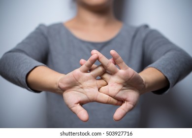 Woman has hand pain - Shutterstock ID 503927716