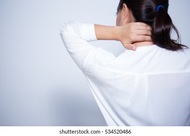 Woman has neck pain