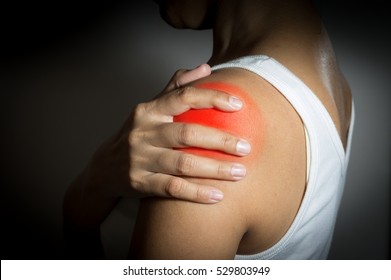 Woman Has Shoulder  Pain.