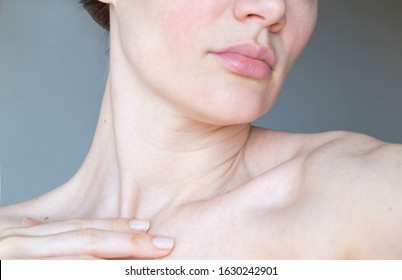 The Woman Has Wrinkles On Her Neck