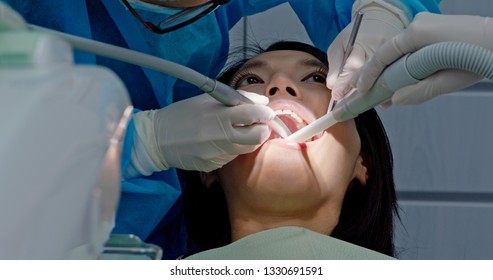 Woman Have Dental Check Up In The Clinic