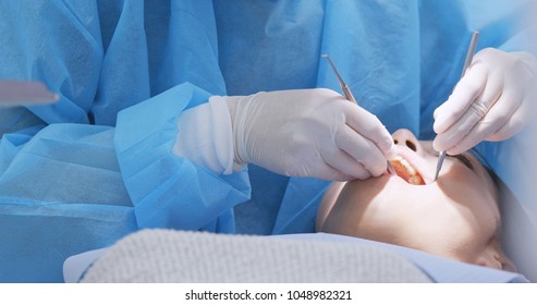 Woman Having Dental Check Up 