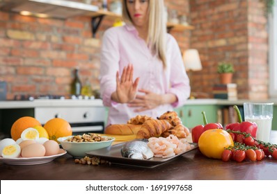 Woman Having Different Food Allergies