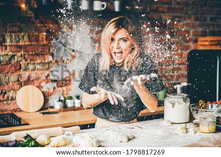 Similar – Image, Stock Photo The bread dough has risen nicely in the proofing basket