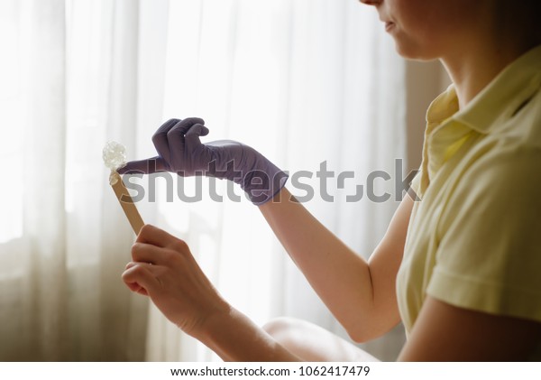 Woman Having Hair Removal Procedure Wax Stock Photo Edit Now