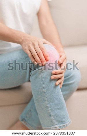 woman having knee ache and muscle pain due to Runners Knee or Patellofemoral Pain Syndrome, osteoarthritis, arthritis, rheumatism and Patellar Tendinitis. medical concept