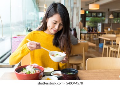 Woman having lunch
