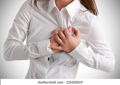 Woman Having A Pain In The Heart Area