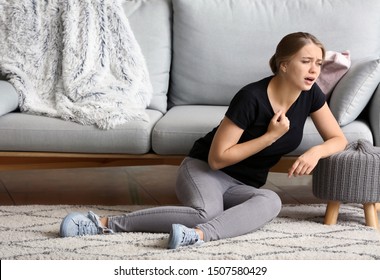 Woman Having Panic Attack At Home