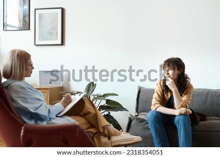 Woman having psycho session with therapist