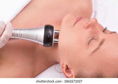  Woman Having Radio Waves Lifting Face Treatment.