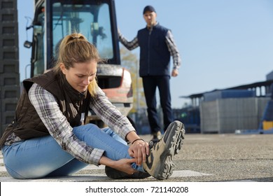 Woman Having A Sprain At Work