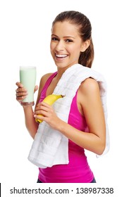 Woman With Healthy Diet Protein Shake Drinking For Sport And Fitness