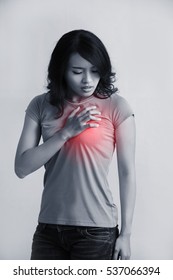 Woman With Heart Disease, Great For Prevention Breast Cancer Concept