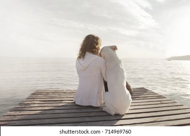 Woman Her Dog Admire Together Scenery Stock Photo 714969760 | Shutterstock