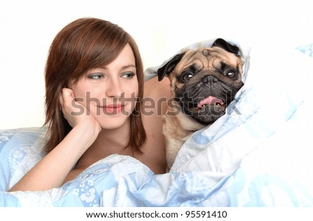 Similar – Image, Stock Photo Tired in bed Animal Pet