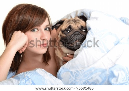 Similar – Image, Stock Photo Tired in bed Animal Pet