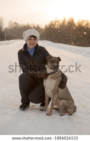 Woman and her favorite dog portrait