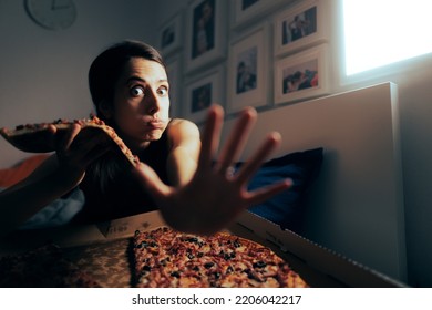 Woman Hiding Her Unhealthy Habit Of Eating Pizza At Night