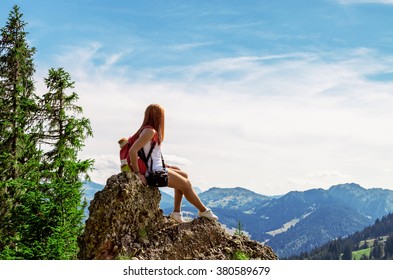 Woman Hikers In The German Alps