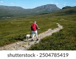 Woman hiking in Finnish Lapland