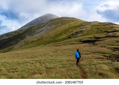 Woman Hiking Near Croagh Patrick, County Mayo, Ireland