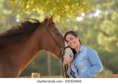 Woman And His Horse, Equestrian Center, France