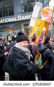 Woman Holding Anti-Trump Sign During The Women's March 2019 - New York, NY, USA January 1/19/2019 Women's March