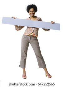 Woman Holding Blank Sign