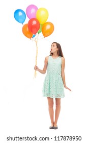 Woman Holding A Bunch Of Balloons