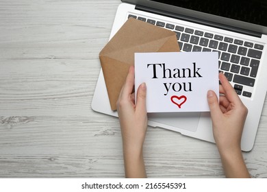 Woman Holding Card Phrase Thank You Stock Photo 2165545391 | Shutterstock