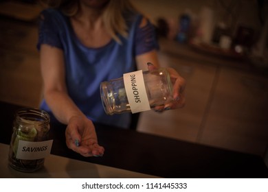 Woman Holding Empty Jar.