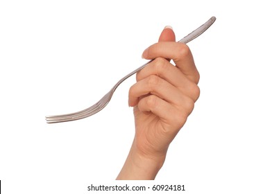 Woman Holding Fork In The Hand For Feeding A Sick Person