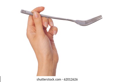 Woman Holding Fork In The Hand For Feeding A Sick Person