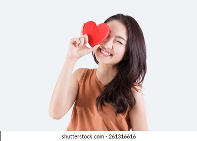 Woman Holding Heart