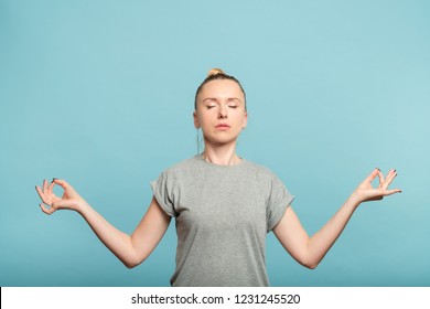 Woman Holding Her Hands Chin Mudra Stock Photo 1225380259 | Shutterstock