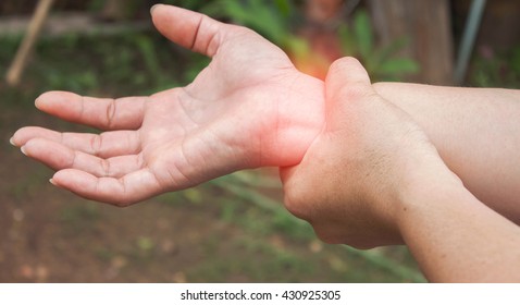 Woman Holding Her Wrist, Pain Concept, Office Syndrome