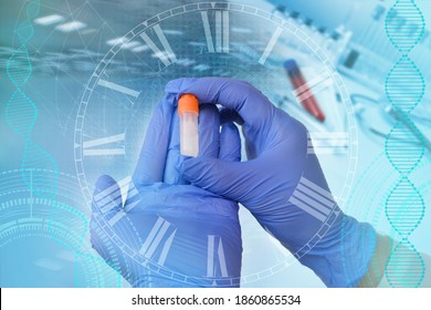 Woman Holding A Kit For Scraping The Epithelium For Dna Test, Collecting A Genetic Sample For Analysis, The Concept Of Determining Ethnic Origin, Paternity, Genealogy, Family Tree