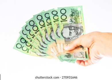 Woman Holding Money - AUD - Australian Dollars